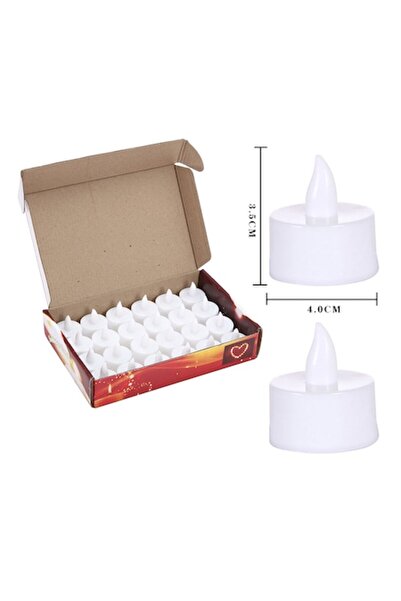 QttvbTna Set de 24 de lumânări LED fără flacără - QttvbTna, polipropilenă, 4 x 3,5 cm, alb cald