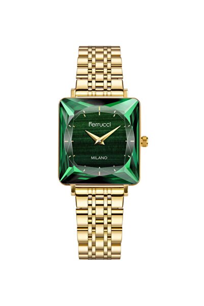 Ferrucci Kare Parlak Camlı Yeşil Kadın Kol Saati