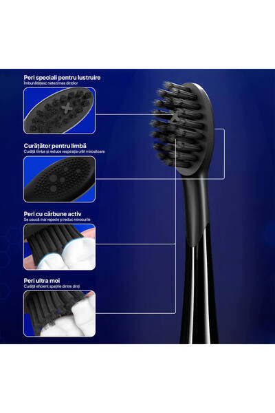 DrKala Sonic electric toothbrush with activated charcoal, 5 modes, 2 heads, up to 42,000 vibrations