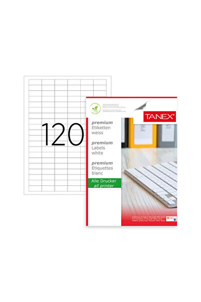 Tanex Etichetă autoadezivă TW-2120 – Et. Laser 120/A4 31 *14 mm, 100 coli, laser & ink-jet