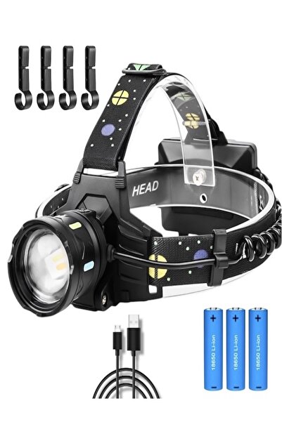 NEXIMA® Professional 30W LED headlamp, 5 modes, 3 rechargeable 18650 batteries included