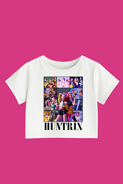 MECH BUTİK Crop-Top imprimat K-Pop Demon Hunters Huntrix este slim fit.