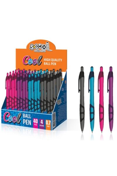 NEBO Set de 40 de pixuri albastre cu înveliș cauciucat, 4 culori în set