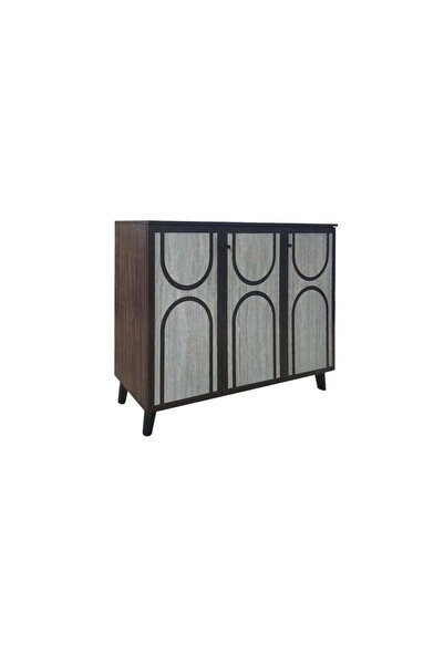 BAITY 2 Wooden Shoe Cabinet Malaysian 3 Doors 4 Shelves - Brown and Gray