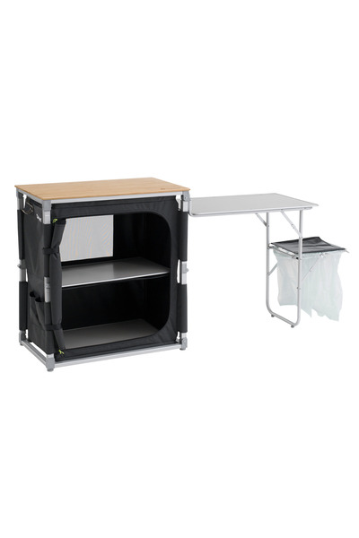 Outwell Padres Storage Unit w. Side Table Bambu Portatif Kamp Mutfağı