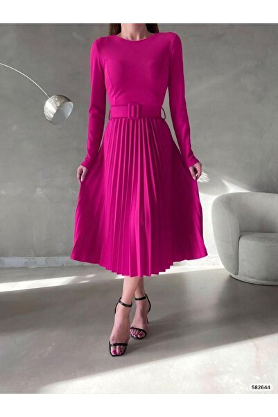 Modafeminen Rochie de seară cu talie plisată, lungime midi 582644 FUCHIA