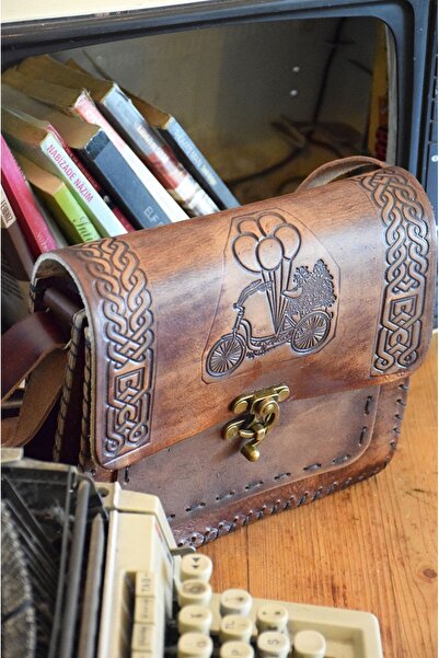 EMİNOS BUTİK Τσάντα ποδηλάτου με τύπωμα από γνήσιο δέρμα