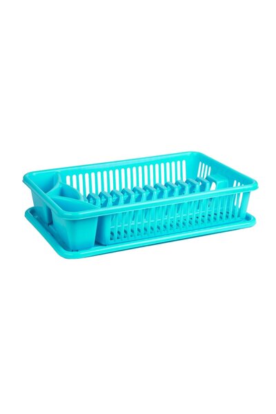 PLASTINA Support for dishes, Mara 2420 with tray, plastic, blue, 43 x 26.5 cm