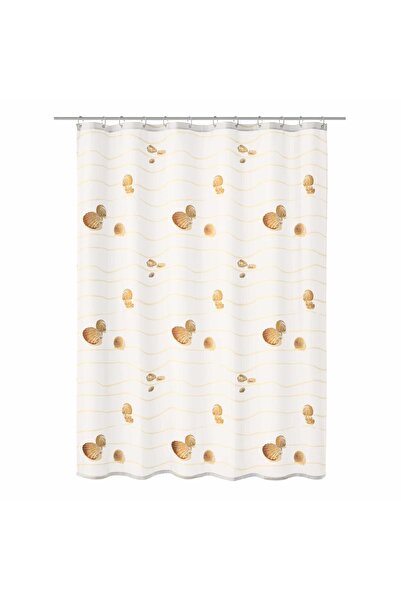 Kleine Wolke Shower curtain Miami 34171, shell pattern, white + beige, 180 x 200 cm