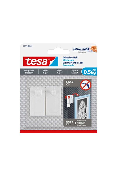 Tesa Cârlig adeziv pentru tapet și tencuială, Tesa, 0,5 kg, set de 2