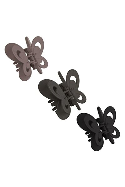 ANTBRO - Set de 3 agrafe de păr cu fluturi texturate mate (gri deschis, negru...