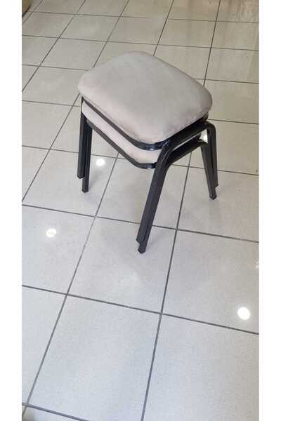 MUTLUALIŞVERİŞMERKEZİ Tabure 2 Adet Beyaz Demir Ayaklı Silinebilir Kumaş Yeni...