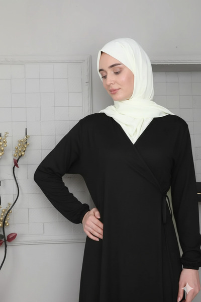 Defkay One-Piece Double-Breasted Side-Tie Women's Prayer Dress Robe