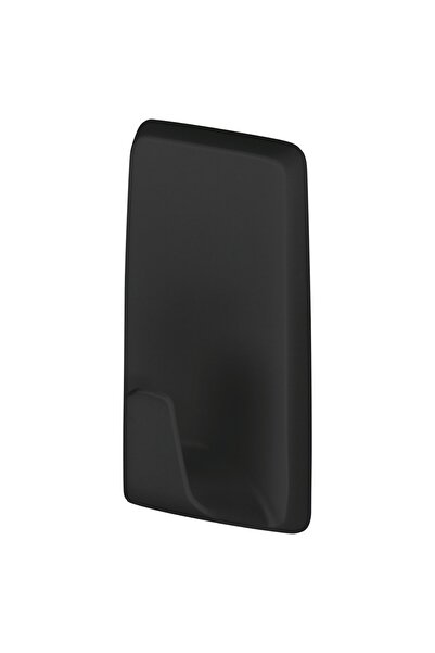 Tesa Cuier baie Powerstrips, montaj pe perete, benzi dublu adezive incluse, negru mat, o agatatoare,