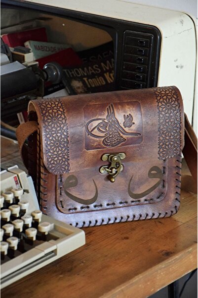 EMİNOS BUTİK Χειροποίητη τσάντα από γνήσιο δέρμα με γράμμα Vav