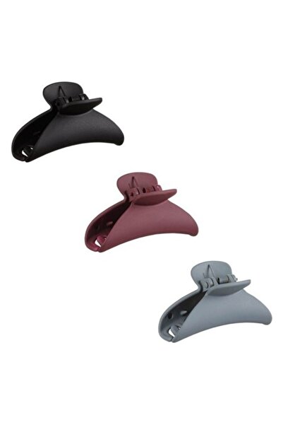 ANTBRO - Set de 3 agrafe de păr mate în negru, gri, vișiniu, 6 cm