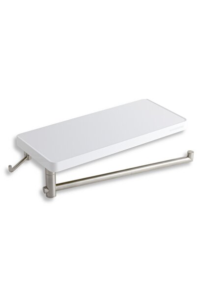 FERRO Bathroom shelf with towel rack and hook, Novatorre 65582.1, white finish, one shelf, 31 x 13 x