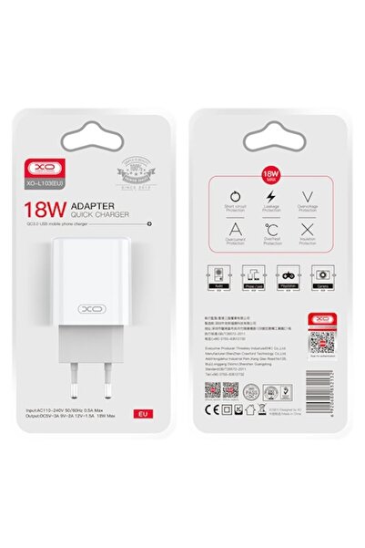 Xo Incarcator Retea (L103), 18W, 1xUSB-A, QC 3.0, White