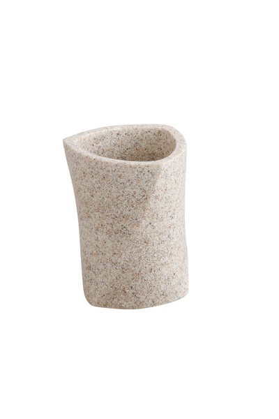 KADDA Bathroom Tumbler for Personal Hygiene, Sahara BPO-0303 C, Polyresin, Stone Finish, 8.5 x 8.5 x