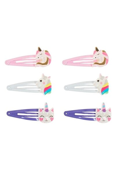 ANTBRO Set 6 agrafe de păr pentru copii Antbro® cu cleme metalice roz, albe ș...