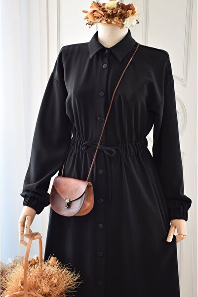 EMİNOS BUTİK Μαύρο χρώμα φεράζει με ελαστικό κορδόνι στη μέση και κουμπιά