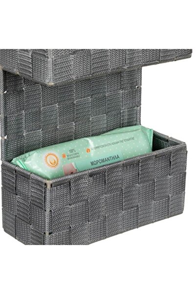 ANTBRO Hanging Storage Basket Antbro® with 3 Compartments, Gray, Rattan/Metal, 21x9x56.5cm