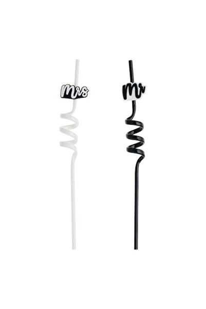 ANTBRO Reusable Straws 'Mr & Mrs' Black-White – Perfect Wedding Accessory (2 ...