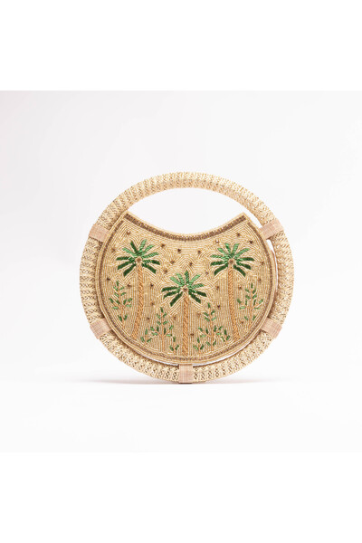 crystalicious حقيبة بالوما إيكو لوكس، مصنوعة يدويًا بأناقة نباتية مع زخارف من الخرز الخشبي