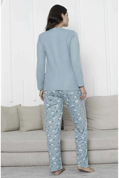 İpek Women's Long Sleeve Winter Ribbed Pajama Set