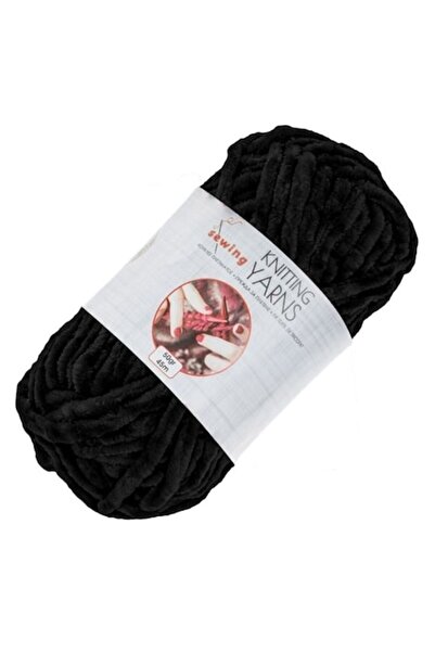 ANTBRO Fir de tricotat Antbro® din catifea de poliester, culoare neagră, 45 m/50 g