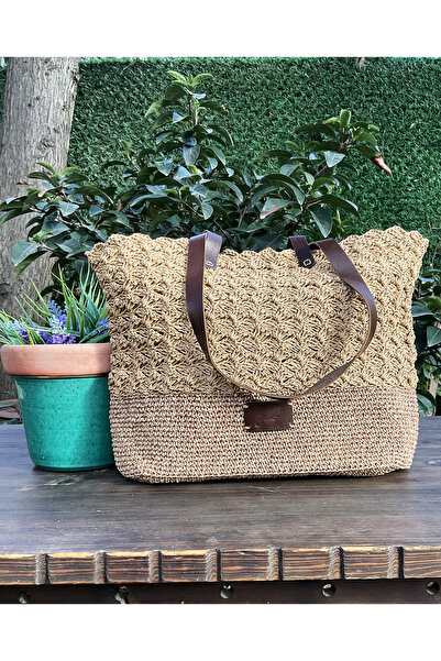 ByTooche Iris Hand Knitted Leather Strap Women's Shoulder Bag, Beach Bag, Han...