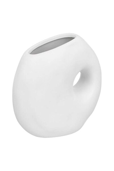 ANTBRO Vază rotundă ceramică albă, 15×7×15 cm, design minimalist