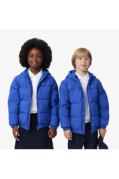 Lacoste Çocuk Kapüşonlu Mavi Şişme Mont