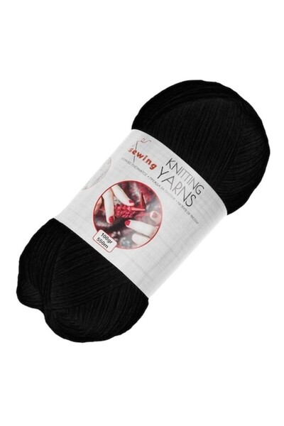 ANTBRO Fir de tricotat Antbro® cu textură de lână, culoare neagră, 550m/100g