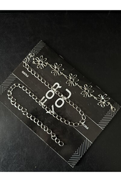 Fiori Papatya Silver Detailed Women's Waist Chain Waist Belt, Dress Belt, Skirt Belt, Trouser Belt