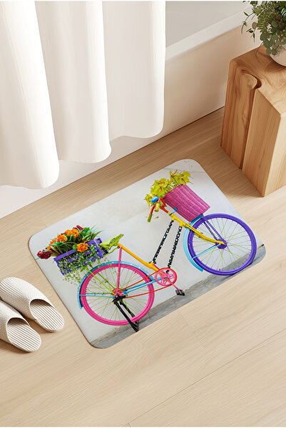 Homiko Bicycle Patterned Door - Bathroom Front Mat 60X80Cm
