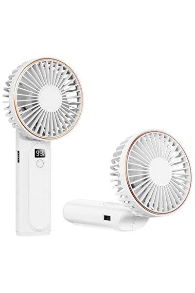 Danex Portable Fan with Battery and Digital Display, 5000mAh, B57, Silicone Flex, Arctic Snow