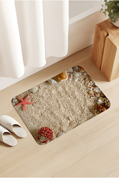 Homiko Seashells Patterned Door - Bathroom Front Mat 60X80Cm