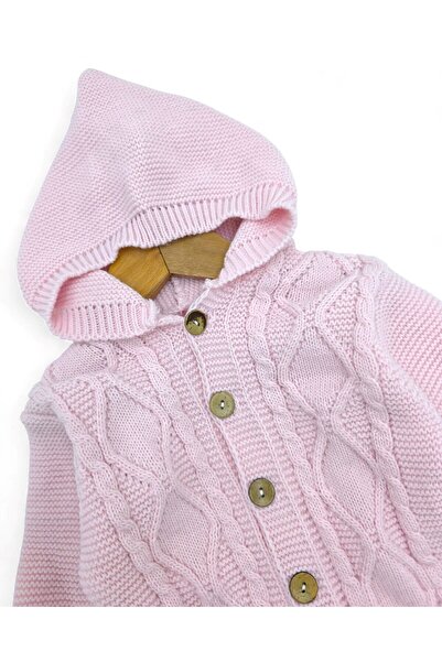 voyyo kids baby Hooded Buttoned Winter Knit Jumpsuit, 3-6-9-12 Months Knit Jumpsuit