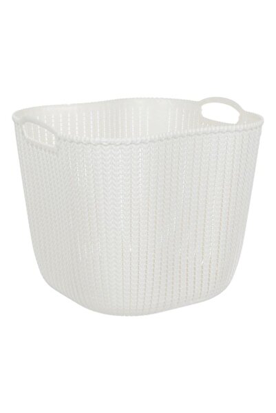 ANTBRO ® Square Plastic Storage Basket, Pearl White, 37x37x33.2cm, 38L