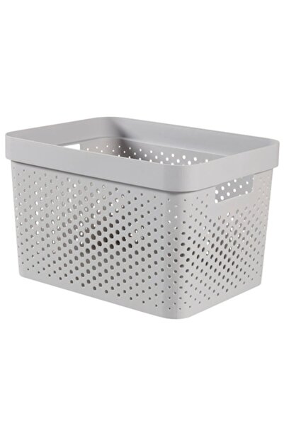 ANTBRO Plastic Storage Box, Grey, with Handles, 36 x 27 x 22 cm, 17 L