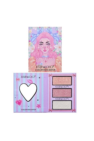 Danex Paleta de Machiaj, KEVIN & COCO, Pink Barbie Girl, Iluminatoare, 3 culori