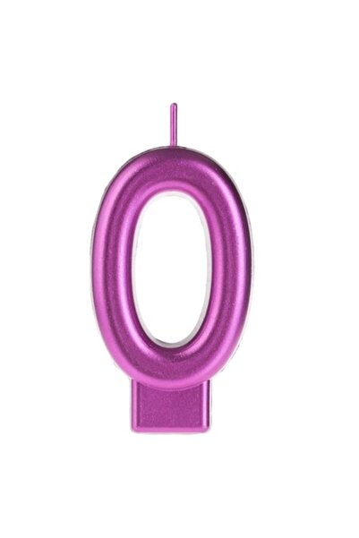 ANTBRO Lumânare de ziua de naștere Antbro® Fuchsia Metalică, Numărul 0, 4x7cm