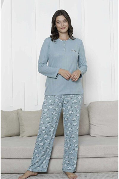 İpek Women's Long Sleeve Winter Ribbed Pajama Set