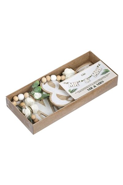 ANTBRO Decorative Wooden Garland Antbro, Model Mr&Mrs, with Roses and Beads, 1.2m