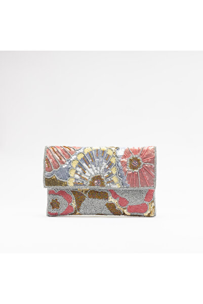 crystalicious حقيبة رينيه كلاتش بنية اللون مصنوعة يدويًا من الخرز الذهبي، أنيقة لكل مناسبة من النهار إلى الليل