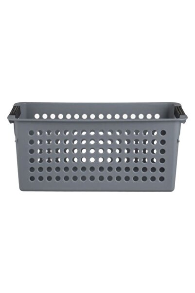 ANTBRO Tall Storage Basket Antbro® Gray with Perforated Pattern and Handles, 29x13.5x12.7cm, 4L
