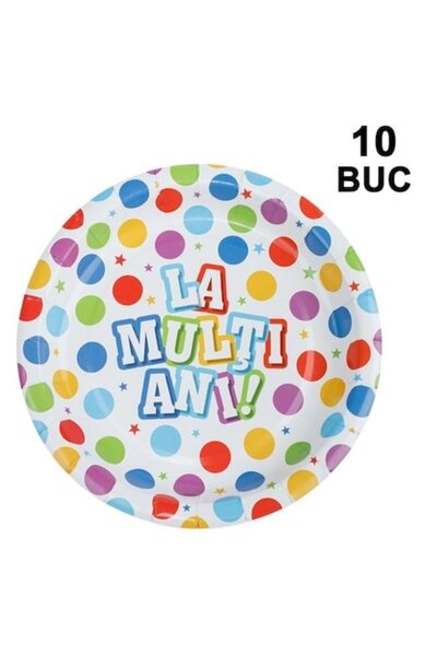 ANTBRO Farfurii de Petrecere din Carton cu Buline Colorate 'La Multi Ani!' – ...