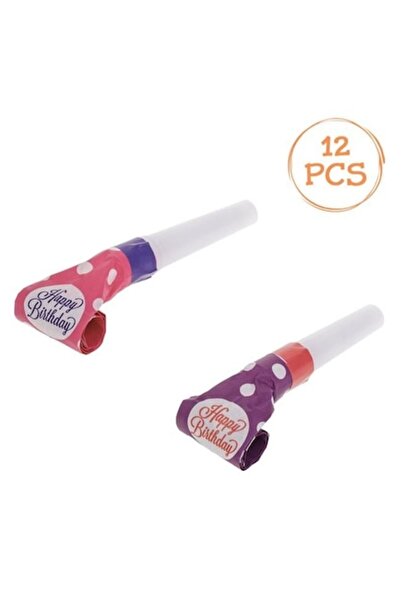 ANTBRO Suflante de petrecere fuchsia violet cu buline „La mulți ani” – Set de...