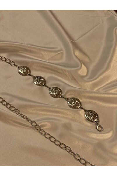 Fiori Curea de talie pentru femei cu detaliu argintiu Papatya, curea pentru rochie, curea pentru fustă, curea pentru pantaloni